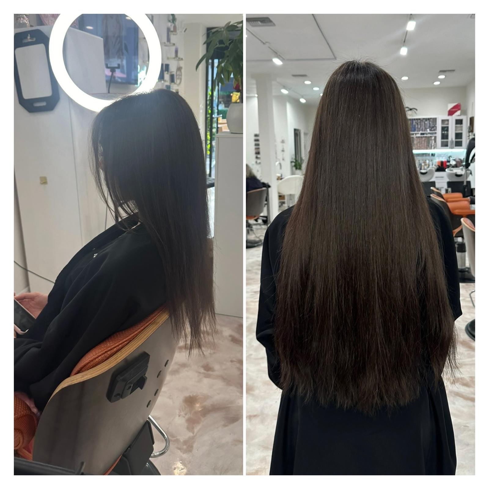 VIBE Extensions LA hair transformation 1 — before and after